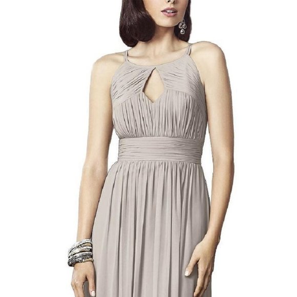 Dessy 2906...Full Length, Chiffon Dress....Taupe......Size 0....NWT - Picture 3 of 6